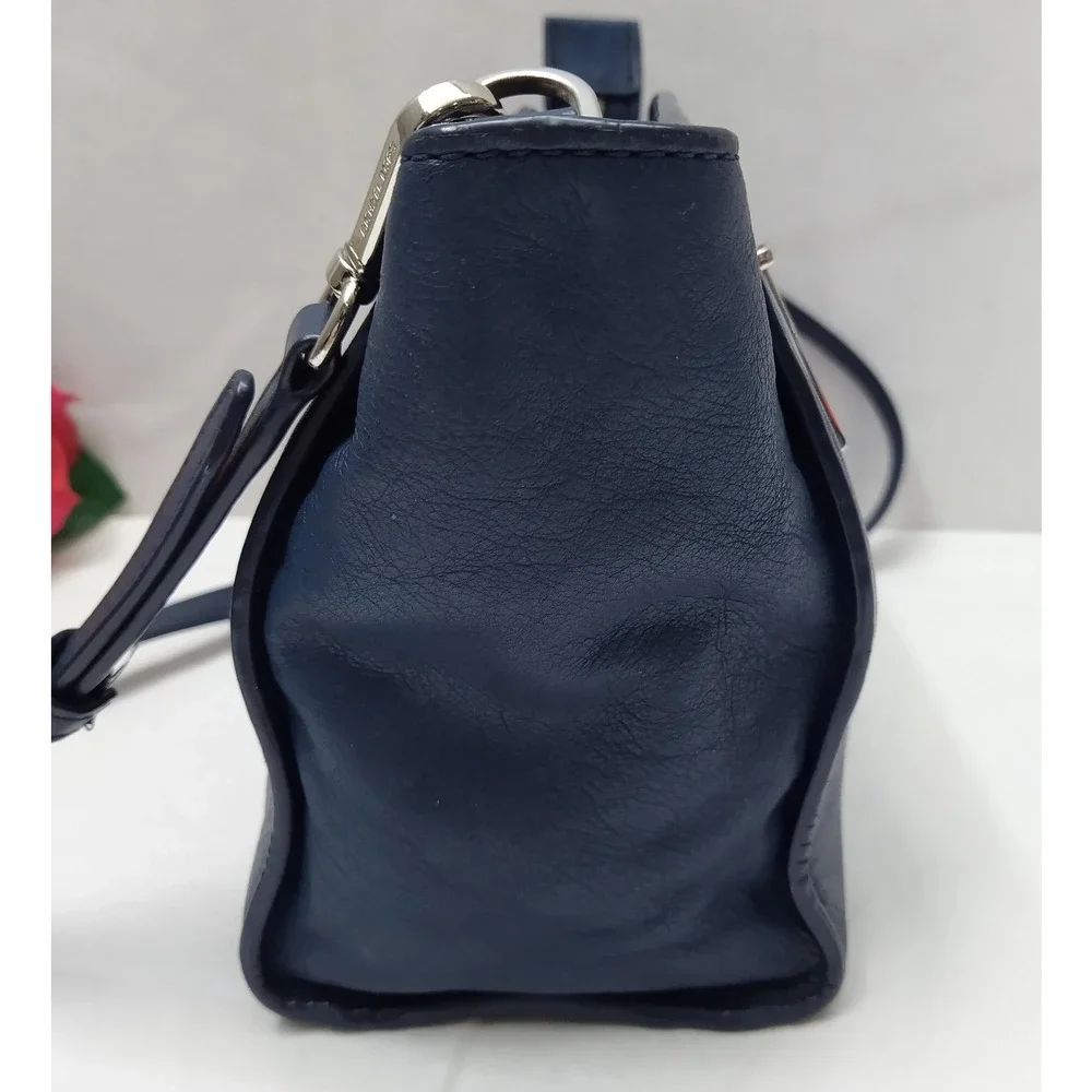 Michael Kors Blue Leather Zipper Closure Crossbody Bag